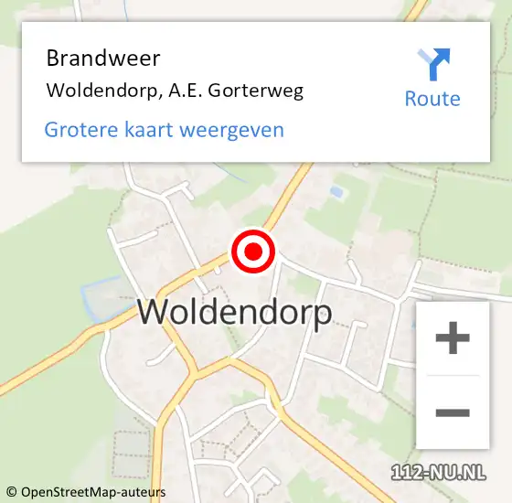 Locatie op kaart van de 112 melding: Brandweer Woldendorp, A.E. Gorterweg op 12 december 2022 11:25