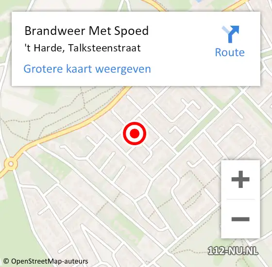 Locatie op kaart van de 112 melding: Brandweer Met Spoed Naar 't Harde, Talksteenstraat op 12 december 2022 11:28