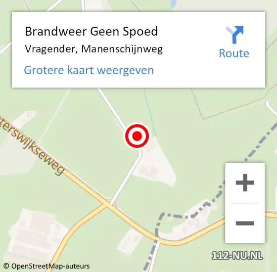 Locatie op kaart van de 112 melding: Brandweer Geen Spoed Naar Vragender, Manenschijnweg op 12 december 2022 11:30