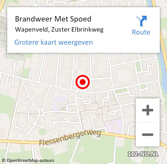 Locatie op kaart van de 112 melding: Brandweer Met Spoed Naar Wapenveld, Zuster Elbrinkweg op 12 december 2022 11:31