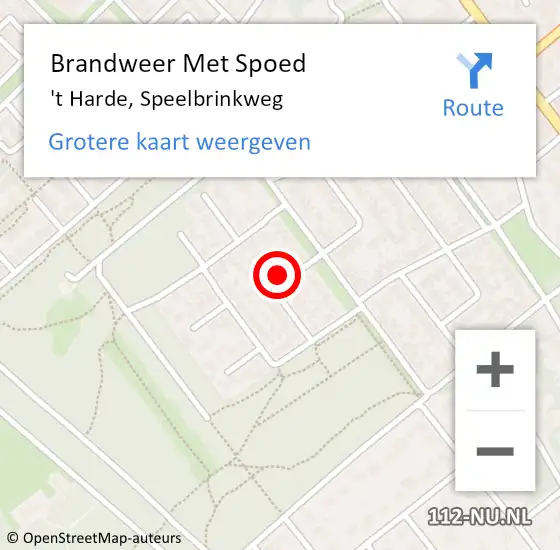 Locatie op kaart van de 112 melding: Brandweer Met Spoed Naar 't Harde, Speelbrinkweg op 12 december 2022 11:31