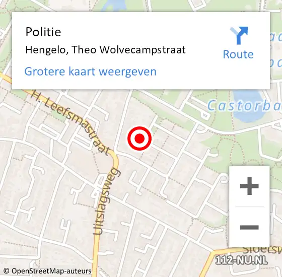 Locatie op kaart van de 112 melding: Politie Hengelo, Theo Wolvecampstraat op 12 december 2022 11:33