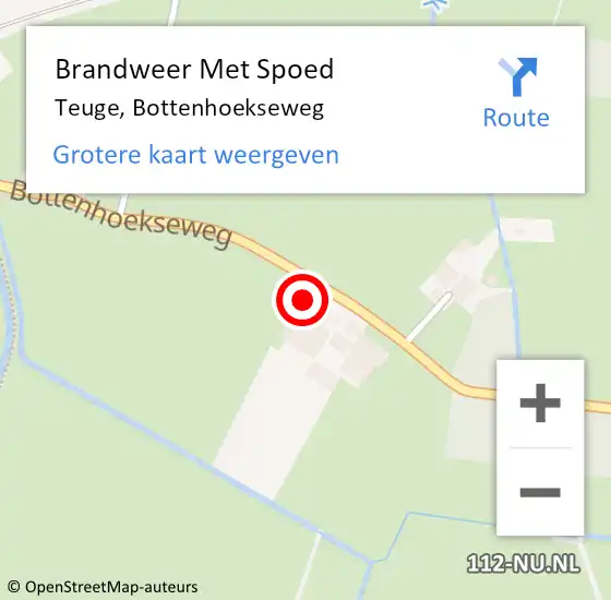 Locatie op kaart van de 112 melding: Brandweer Met Spoed Naar Teuge, Bottenhoekseweg op 12 december 2022 11:33