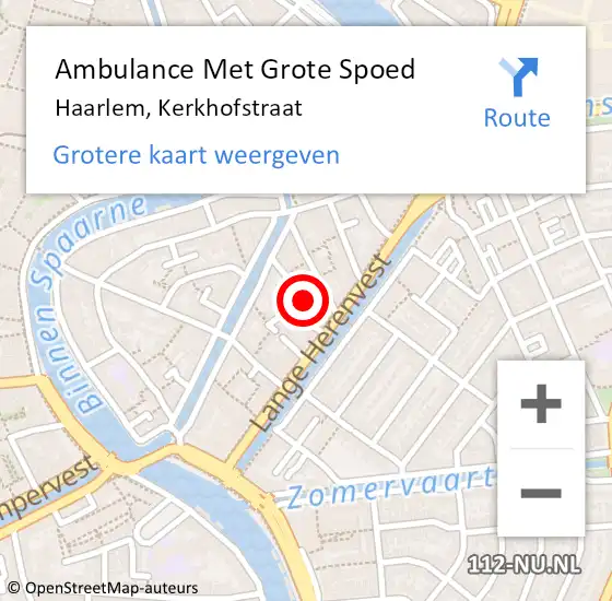 Locatie op kaart van de 112 melding: Ambulance Met Grote Spoed Naar Haarlem, Kerkhofstraat op 12 december 2022 11:34