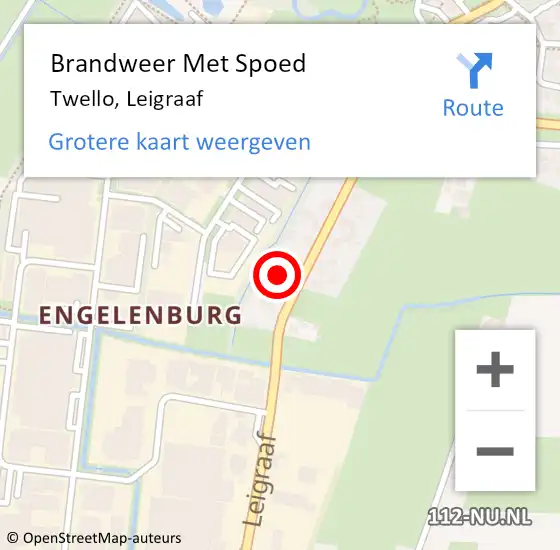 Locatie op kaart van de 112 melding: Brandweer Met Spoed Naar Twello, Leigraaf op 12 december 2022 11:39