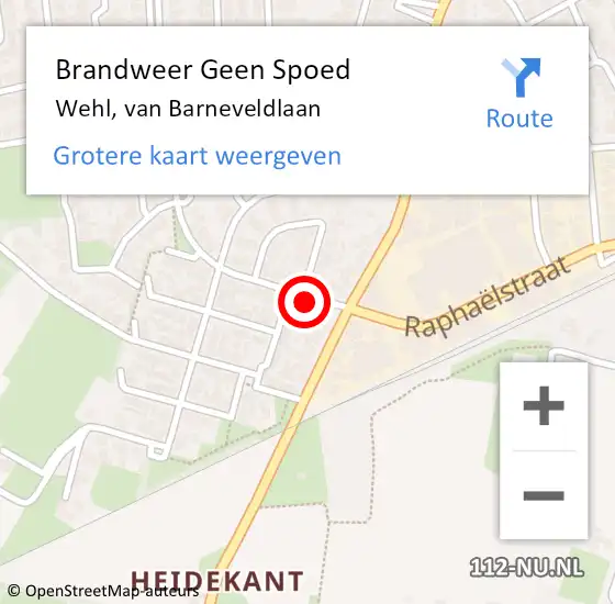 Locatie op kaart van de 112 melding: Brandweer Geen Spoed Naar Wehl, van Barneveldlaan op 12 december 2022 11:39