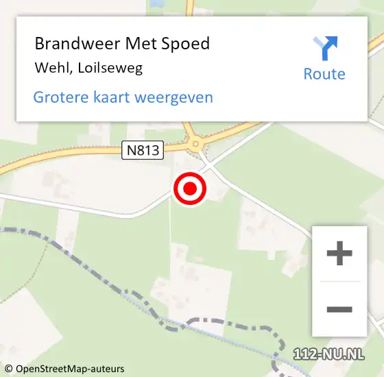 Locatie op kaart van de 112 melding: Brandweer Met Spoed Naar Wehl, Loilseweg op 12 december 2022 11:41
