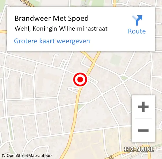 Locatie op kaart van de 112 melding: Brandweer Met Spoed Naar Wehl, Koningin Wilhelminastraat op 12 december 2022 11:43