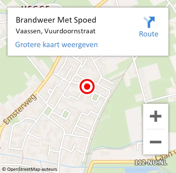 Locatie op kaart van de 112 melding: Brandweer Met Spoed Naar Vaassen, Vuurdoornstraat op 12 december 2022 11:45