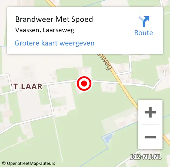 Locatie op kaart van de 112 melding: Brandweer Met Spoed Naar Vaassen, Laarseweg op 12 december 2022 11:46
