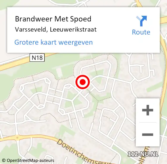 Locatie op kaart van de 112 melding: Brandweer Met Spoed Naar Varsseveld, Leeuwerikstraat op 12 december 2022 11:47