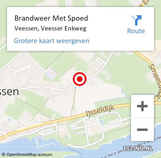 Locatie op kaart van de 112 melding: Brandweer Met Spoed Naar Veessen, Veesser Enkweg op 12 december 2022 11:50