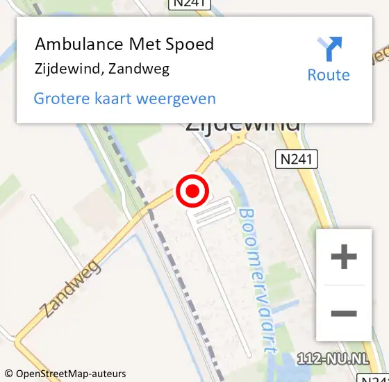 Locatie op kaart van de 112 melding: Ambulance Met Spoed Naar Zijdewind, Zandweg op 8 augustus 2014 03:31