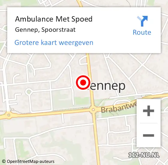 Locatie op kaart van de 112 melding: Ambulance Met Spoed Naar Gennep, Spoorstraat op 12 december 2022 12:16