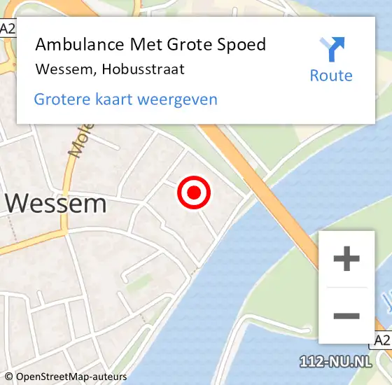 Locatie op kaart van de 112 melding: Ambulance Met Grote Spoed Naar Wessem, Hobusstraat op 12 december 2022 12:21