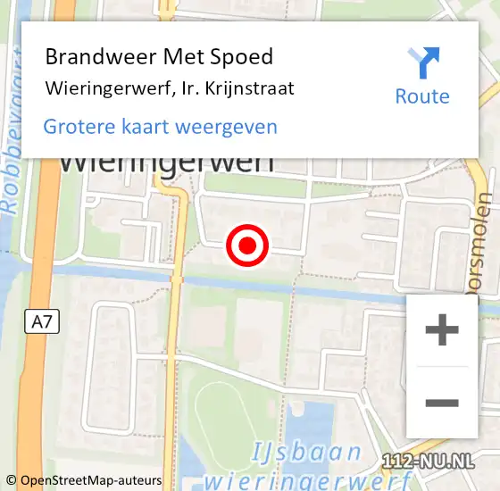 Locatie op kaart van de 112 melding: Brandweer Met Spoed Naar Wieringerwerf, Ir. Krijnstraat op 12 december 2022 12:35