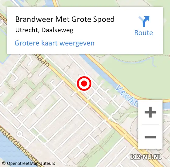 Locatie op kaart van de 112 melding: Brandweer Met Grote Spoed Naar Utrecht, Daalseweg op 12 december 2022 12:42