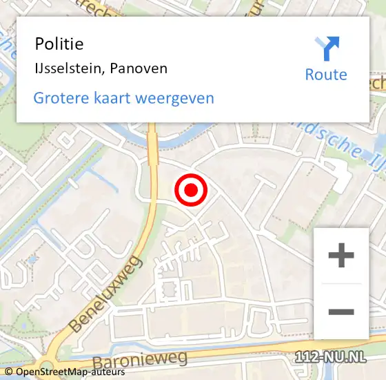 Locatie op kaart van de 112 melding: Politie IJsselstein, Panoven op 12 december 2022 12:47