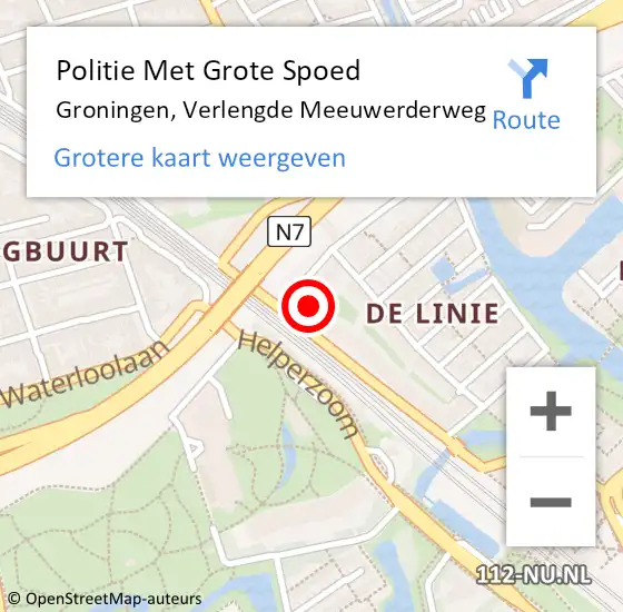 Locatie op kaart van de 112 melding: Politie Met Grote Spoed Naar Groningen, Verlengde Meeuwerderweg op 12 december 2022 12:47