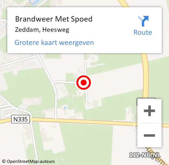 Locatie op kaart van de 112 melding: Brandweer Met Spoed Naar Zeddam, Heesweg op 12 december 2022 12:49