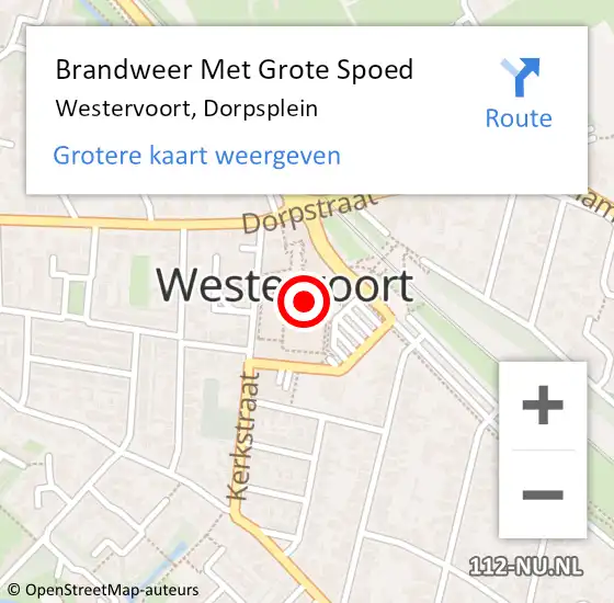 Locatie op kaart van de 112 melding: Brandweer Met Grote Spoed Naar Westervoort, Dorpsplein op 12 december 2022 13:17