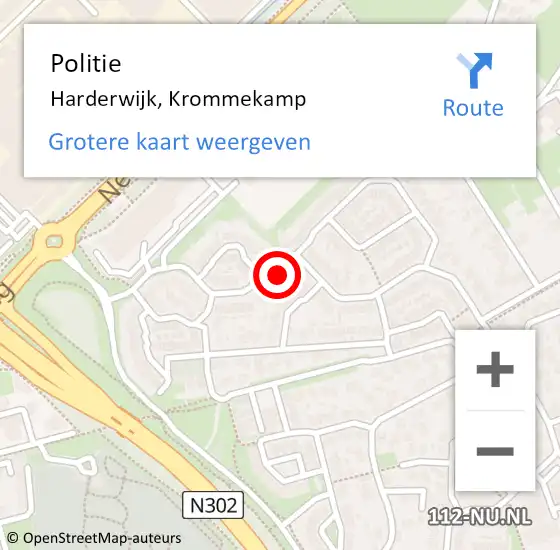 Locatie op kaart van de 112 melding: Politie Harderwijk, Krommekamp op 12 december 2022 13:22