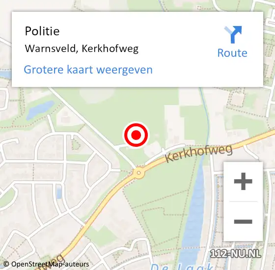 Locatie op kaart van de 112 melding: Politie Warnsveld, Kerkhofweg op 12 december 2022 13:28