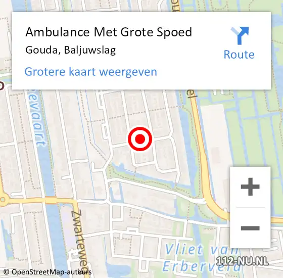 Locatie op kaart van de 112 melding: Ambulance Met Grote Spoed Naar Gouda, Baljuwslag op 12 december 2022 13:58