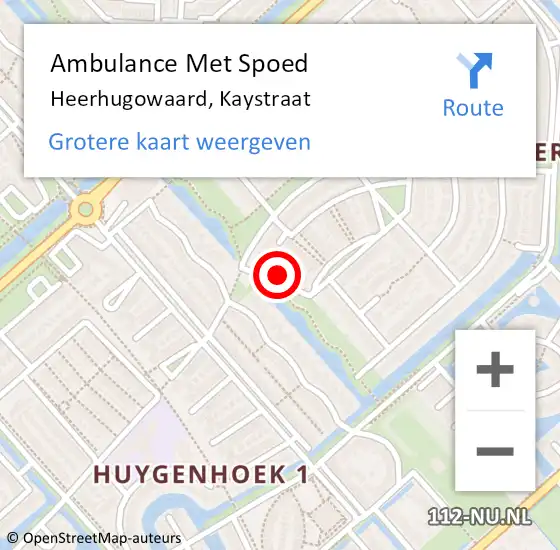 Locatie op kaart van de 112 melding: Ambulance Met Spoed Naar Heerhugowaard, Kaystraat op 12 december 2022 14:20