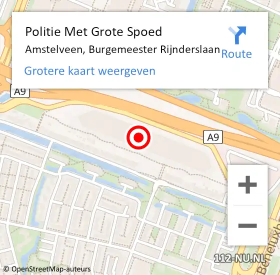 Locatie op kaart van de 112 melding: Politie Met Grote Spoed Naar Amstelveen, Burgemeester Rijnderslaan op 12 december 2022 14:22