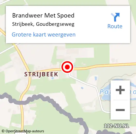 Locatie op kaart van de 112 melding: Brandweer Met Spoed Naar Strijbeek, Goudbergseweg op 8 augustus 2014 05:05