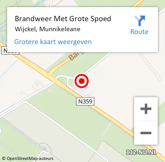 Locatie op kaart van de 112 melding: Brandweer Met Grote Spoed Naar Wijckel, Munnikeleane op 12 december 2022 14:31