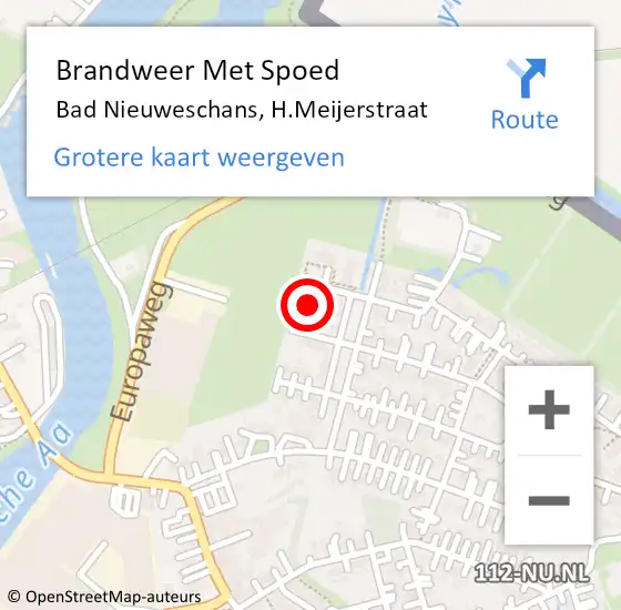Locatie op kaart van de 112 melding: Brandweer Met Spoed Naar Bad Nieuweschans, H.Meijerstraat op 12 december 2022 14:37