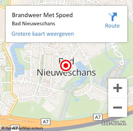 Locatie op kaart van de 112 melding: Brandweer Met Spoed Naar Bad Nieuweschans op 12 december 2022 14:40