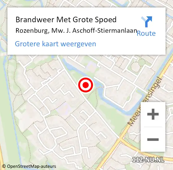 Locatie op kaart van de 112 melding: Brandweer Met Grote Spoed Naar Rozenburg, Mw. J. Aschoff-Stiermanlaan op 12 december 2022 14:40