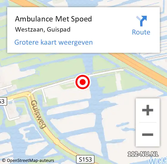 Locatie op kaart van de 112 melding: Ambulance Met Spoed Naar Westzaan, Guispad op 12 december 2022 14:41