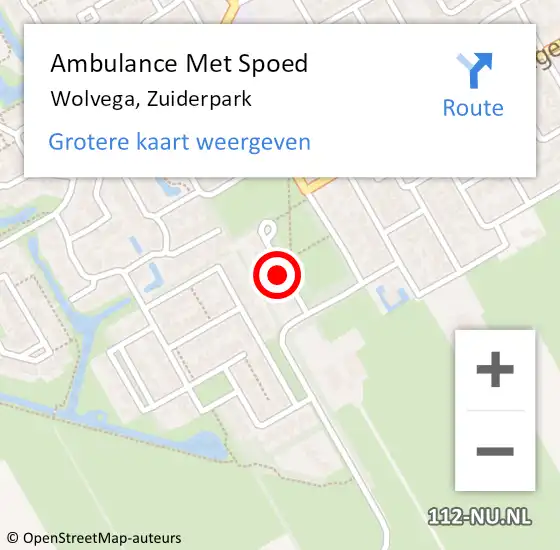 Locatie op kaart van de 112 melding: Ambulance Met Spoed Naar Wolvega, Zuiderpark op 12 december 2022 14:43
