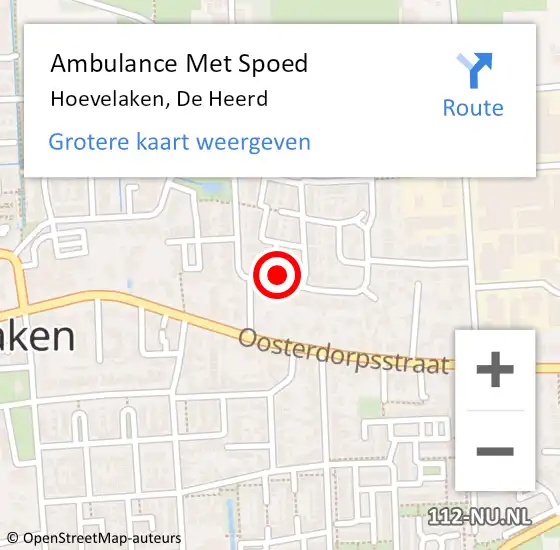 Locatie op kaart van de 112 melding: Ambulance Met Spoed Naar Hoevelaken, De Heerd op 12 december 2022 15:23