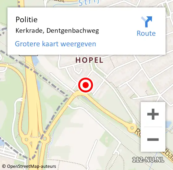 Locatie op kaart van de 112 melding: Politie Kerkrade, Dentgenbachweg op 12 december 2022 15:27