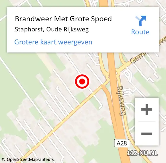 Locatie op kaart van de 112 melding: Brandweer Met Grote Spoed Naar Staphorst, Oude Rijksweg op 12 december 2022 15:41