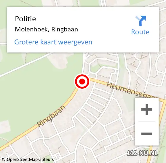 Locatie op kaart van de 112 melding: Politie Molenhoek, Ringbaan op 12 december 2022 15:49