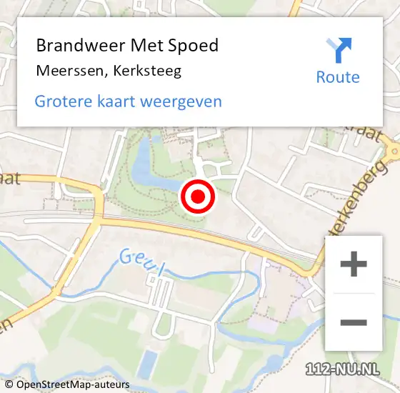 Locatie op kaart van de 112 melding: Brandweer Met Spoed Naar Meerssen, Kerksteeg op 12 december 2022 16:15