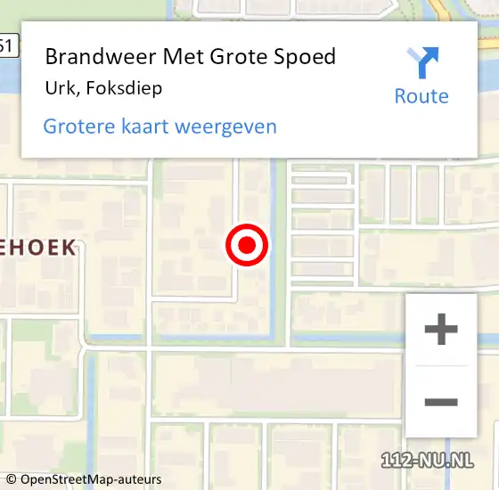 Locatie op kaart van de 112 melding: Brandweer Met Grote Spoed Naar Urk, Foksdiep op 12 december 2022 16:22