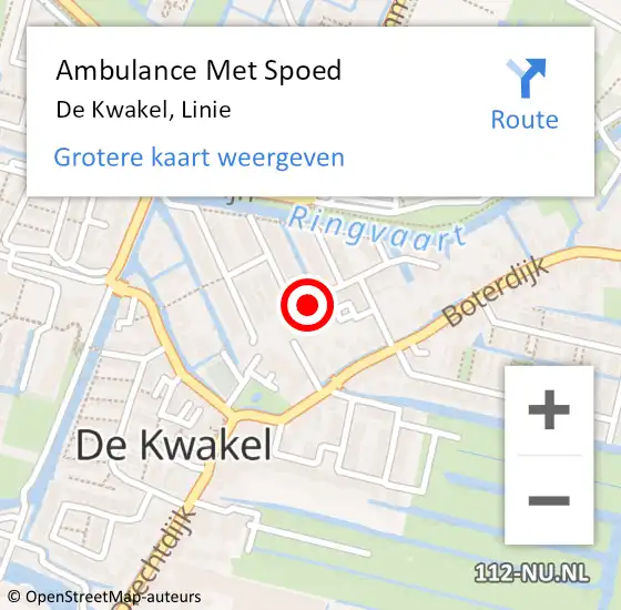 Locatie op kaart van de 112 melding: Ambulance Met Spoed Naar De Kwakel, Linie op 12 december 2022 16:22