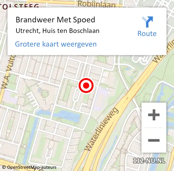 Locatie op kaart van de 112 melding: Brandweer Met Spoed Naar Utrecht, Huis ten Boschlaan op 12 december 2022 16:26