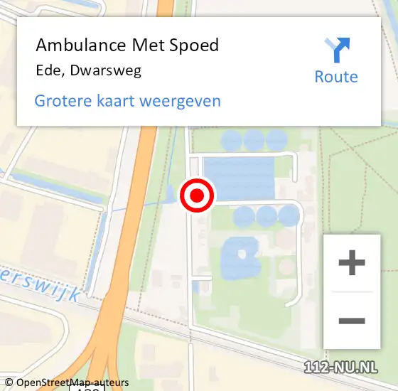 Locatie op kaart van de 112 melding: Ambulance Met Spoed Naar Ede, Dwarsweg op 12 december 2022 16:39