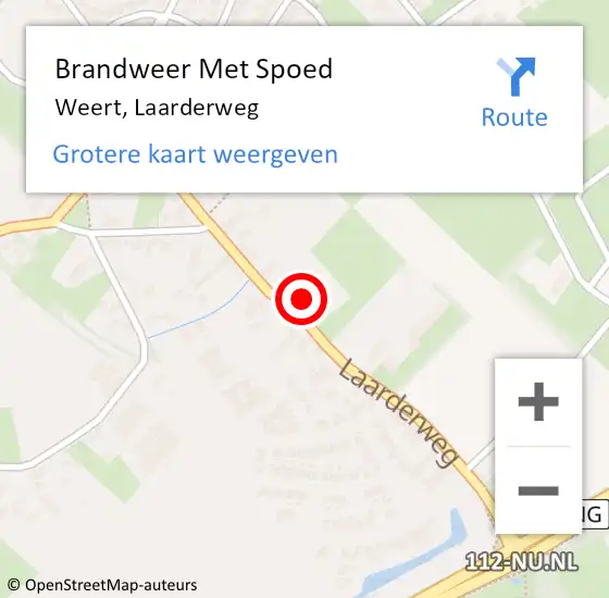 Locatie op kaart van de 112 melding: Brandweer Met Spoed Naar Weert, Laarderweg op 12 december 2022 16:57