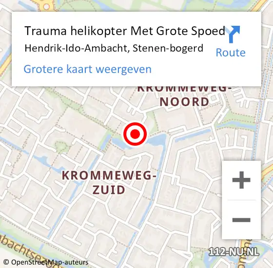 Locatie op kaart van de 112 melding: Trauma helikopter Met Grote Spoed Naar Hendrik-Ido-Ambacht, Stenen-bogerd op 12 december 2022 16:57