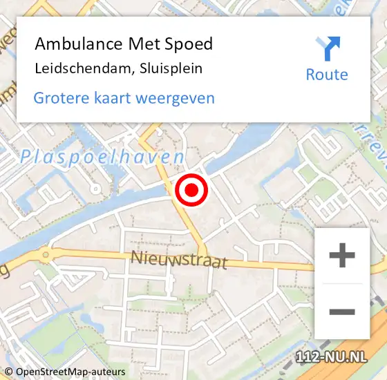 Locatie op kaart van de 112 melding: Ambulance Met Spoed Naar Leidschendam, Sluisplein op 12 december 2022 17:06