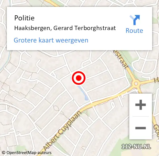 Locatie op kaart van de 112 melding: Politie Haaksbergen, Gerard Terborghstraat op 12 december 2022 17:17